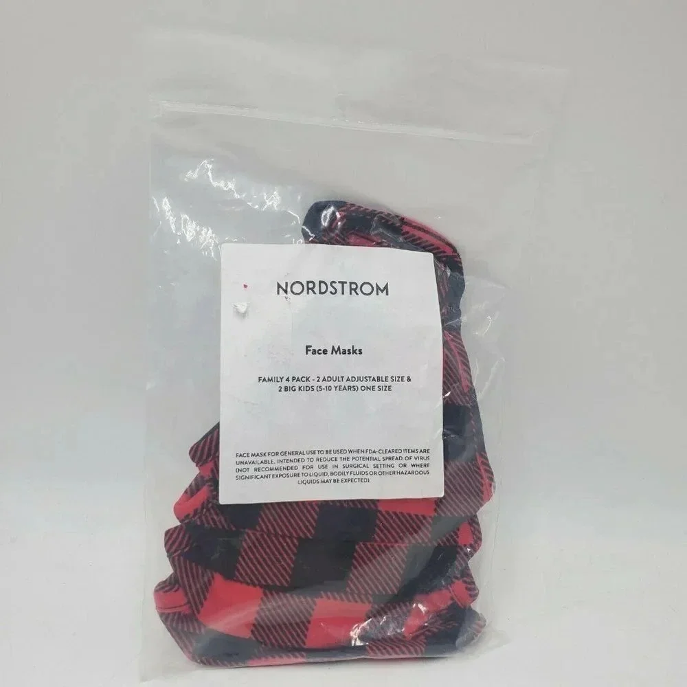 Nordstrom Family 4 Pack Reusable Flannel Masks NWT